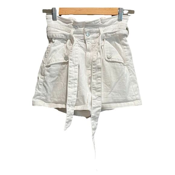 Veronica Beard Pants - Veronica Beard Jeans White Nori Extra High Rise Tie Waist Women's Shorts Size 24